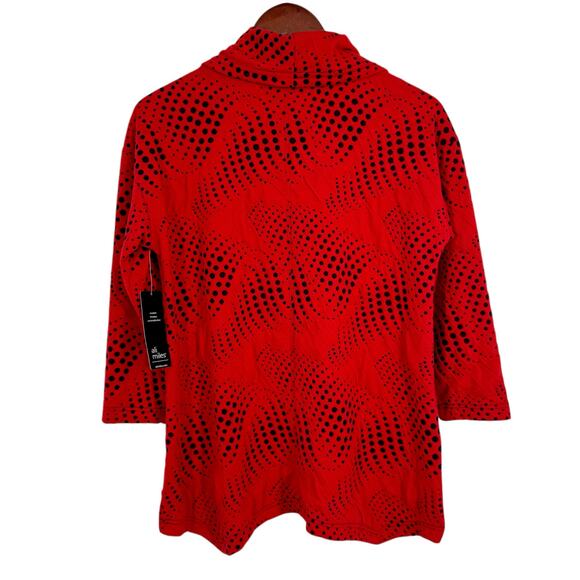 NEW NWT Ali Miles Sz Small Vibrant Red Wearable Art Christmas Blouse Shirt Top - Picture 8 of 8